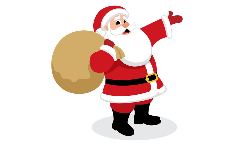 Download Иллюстрация "Santa Presents - Illustration" / Santa Presents - Illustration - Иллюстрация на тему графика santa claus,santa,christmas,pointing,present,gift,sack,isolated,white,background,isolated on white,vector,cartoon,illustration,clipart,clip art,design element