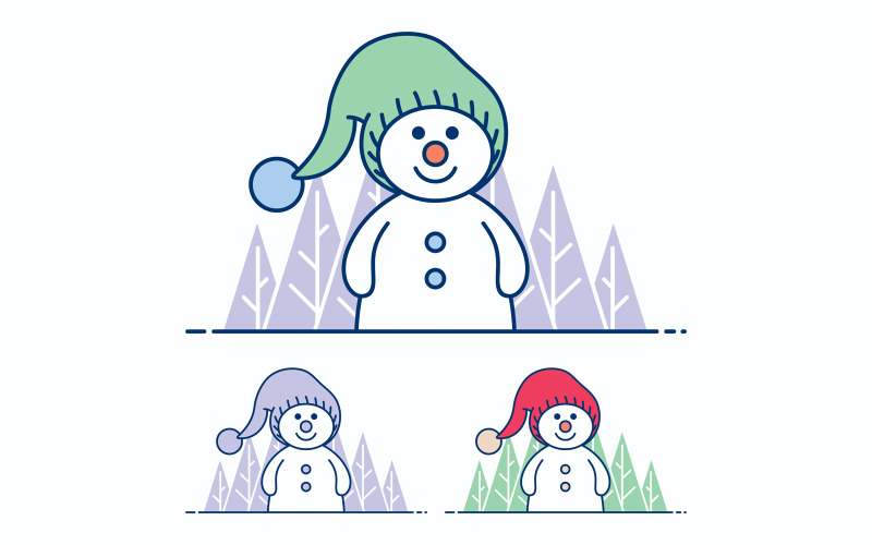 Download Иллюстрация "Snowman Flat Design - Illustration" / Snowman Flat Design - Illustration - Иллюстрация на тему графика snowman,little,cute,hat,christmas,clip art,clipart,flat,design,thin,linear,line,art,element,style,icon,modern,border,decoration,greeting