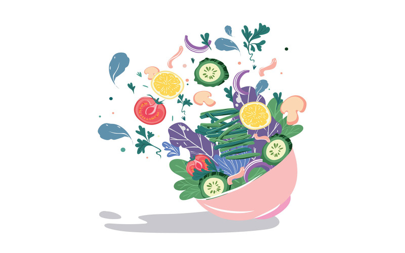 Download Иллюстрация "Spilled Healthy Food - Illustration" / Spilled Healthy Food - Illustration - Иллюстрация на тему графика bowl,foods,fresh,fruit,healt,healty,illustration,lifestyle,spiled,vegan