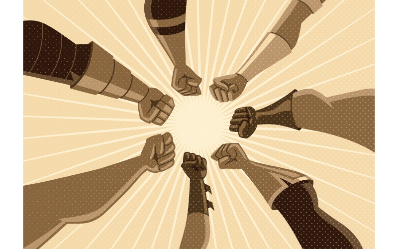 Superheld Team Assemble Vintage - Illustration