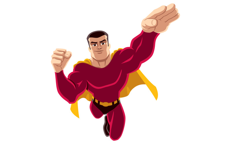 Download Иллюстрация "Superhero Flying 4 - Illustration" / Superhero Flying 4 - Illustration - Иллюстрация на тему графика superhero,super,hero,man,power,flying,action,figure,comic book,comics,strength,muscular,body,male,macho,costume,disguise,cape,cloak,mantle