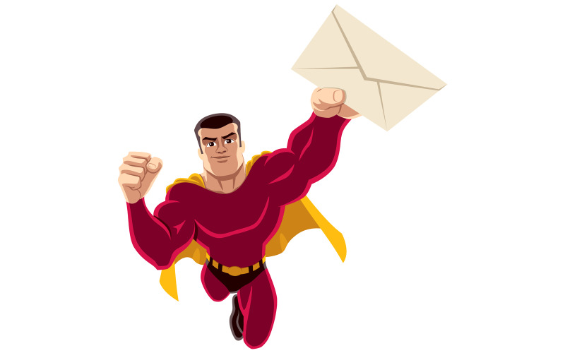 Download Иллюстрация "Superhero Flying Envelope - Illustration" / Superhero Flying Envelope - Illustration - Иллюстрация на тему графика superhero,super,hero,man,power,flying,envelope,letter,message,holding,bringing,carrying,delivering,delivery,fast,action,figure,comic book,strength,muscular