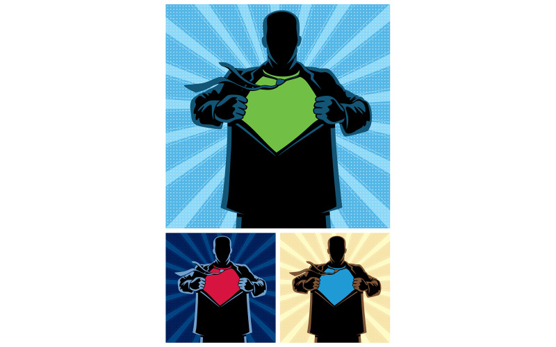 Download Иллюстрация "Superhero Under Cover 2 - Illustration" / Superhero Under Cover 2 - Illustration - Иллюстрация на тему графика superhero,super,hero,man,power,superman,business,businessman,under,cover,undercover,under cover,silhouette,suit,costume,disguise,shirt,copy,space,opening