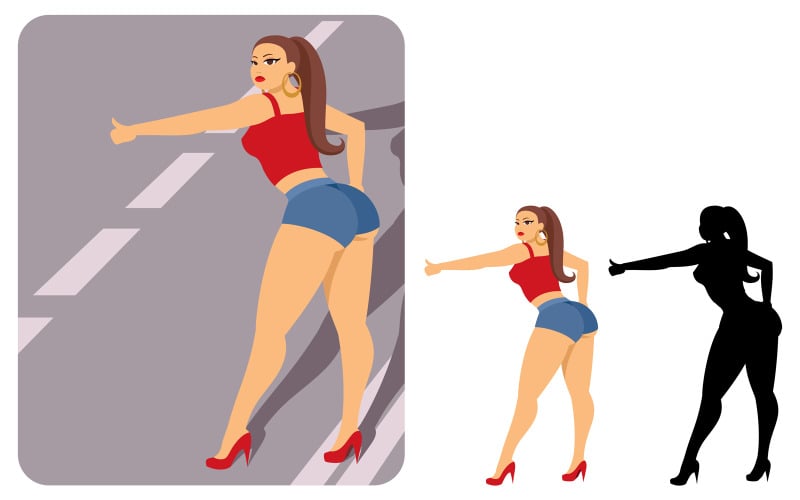Autostoppista sexy - illustrazione