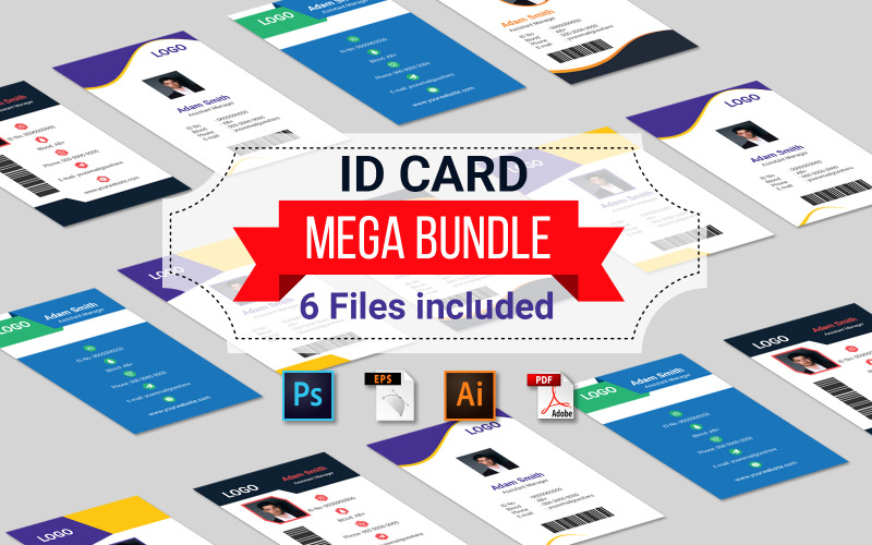Download Фирменный стиль "Id Card Design Volume 1 - Corporate Identity Template" / Id Card Design Volume 1 - Corporate Identity Template - Фирменный стиль на тему графика vertical,logo,color,black,print,college,seminar,concert,registration,code,plastic,security,set,illustration,label,corporate,organization,user,text,business