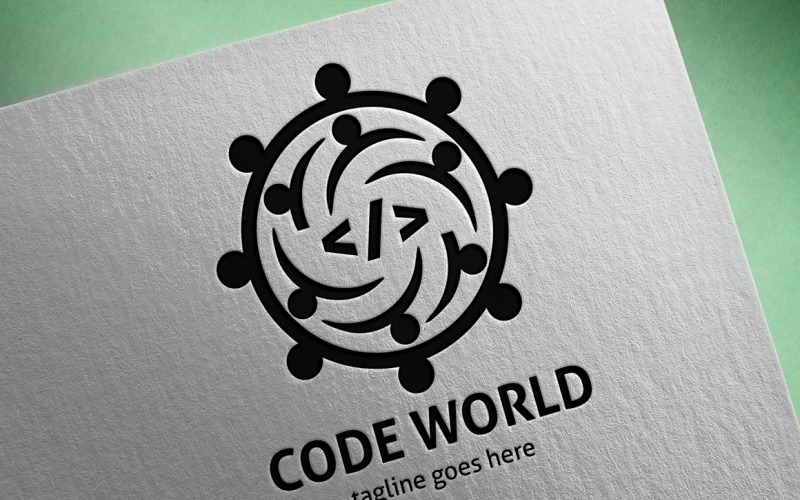 Modèle de logo du monde de code