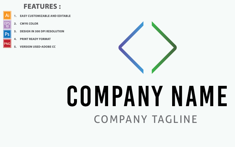 Modello di Logo di disegno vettoriale freccia blu e verde