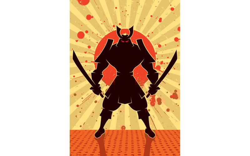 Download Иллюстрация "Shadow Samurai - Illustration" / Shadow Samurai - Illustration - Иллюстрация на тему графика samurai,ninja,warrior,fighter,assassin,ronin,rounin,asian,character,figure,shadow,silhouette,japan,japanese,flag,culture,sword,katana,blade,helm