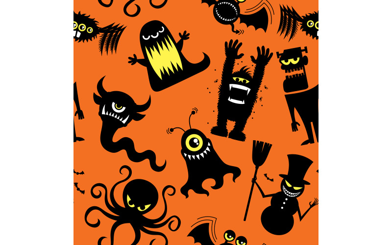 Download Иллюстрация "Silhouette Monsters Pattern - Illustration" / Silhouette Monsters Pattern - Illustration - Иллюстрация на тему графика monster,creature,character,background,pattern,seamless,tile,tiled,wallpaper,freak,scary,cartoon,silhouette,funny,evil,halloween,alien,devil,demon,virus
