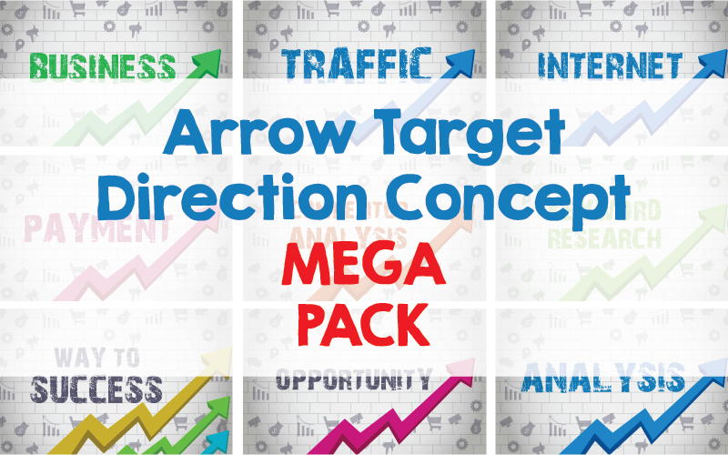 Download Иллюстрация "Arrow Target Direction Concept Mega Pack - Illustration" / Arrow Target Direction Concept Mega Pack - Illustration - Иллюстрация на тему графика growth,business,direction,success,arrow,chart,illustration,progress,target,concept,achievement,career,background,corporate,presentation,vector,financial,finance,graphic,upward