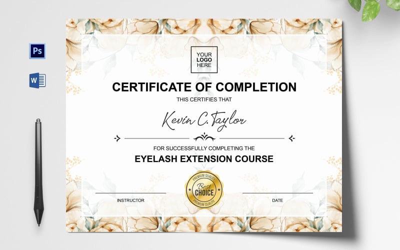 Download Шаблон сертификата "Floral Frame Eyelash Extension Certificate Template" / Floral Frame Eyelash Extension Certificate Template - Шаблон сертификата на тему графика certificate,diploma,custom certificate,custom diploma,graduation,school certificate,school diploma,certificate template,diploma template,editable certificate    diploma,customized diploma,dip