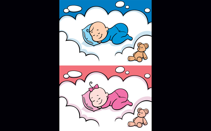 熟睡的婴儿-光栅插图
