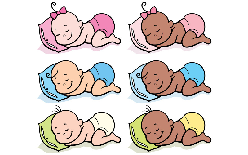 Download Иллюстрация "Sleeping Babies in Diapers - Illustration" / Sleeping Babies in Diapers - Illustration - Иллюстрация на тему графика baby,babies,sleeping,asleep,dreaming,boy,girl,little,child,children,infant,diaper,nappy,nappies,underwear,born,birthday,new,life,newborn