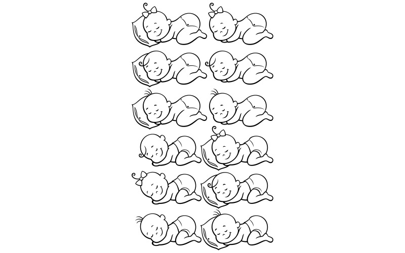 Download Иллюстрация "Sleeping Babies Line Art - Illustration" / Sleeping Babies Line Art - Illustration - Иллюстрация на тему графика baby,babies,sleeping,asleep,dreaming,boy,girl,little,child,children,infant,born,birthday,new,life,newborn,brother,sister,line art,coloring book