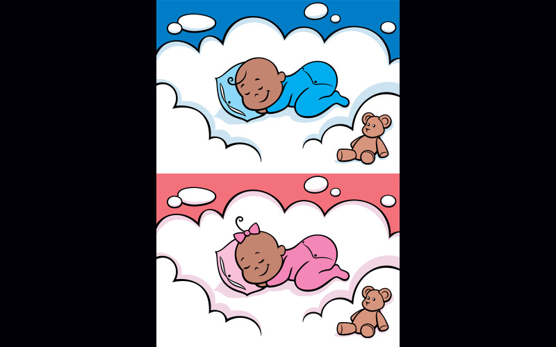 Download Иллюстрация "Sleeping Baby Black - Illustration" / Sleeping Baby Black - Illustration - Иллюстрация на тему графика baby,sleeping,asleep,dreaming,boy,girl,african,african american,indian,black,race,little,child,children,infant,born,birthday,new,life,newborn