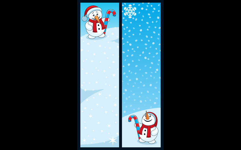 Download Иллюстрация "Snowman Banners - Illustration" / Snowman Banners - Illustration - Иллюстрация на тему графика snowman,banner,vertical,christmas,holiday,season,winter,new year,looking up,looking down,sign,placard,ornament,decoration,copy space,copyspace,blank,empty,space,background