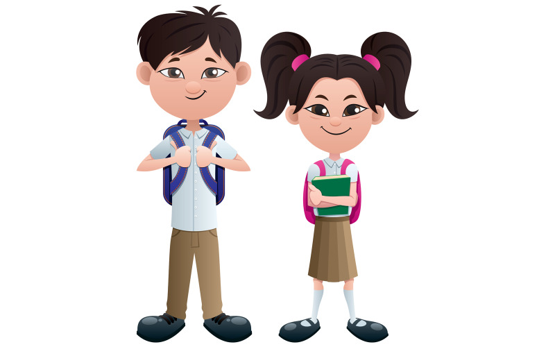 Download Иллюстрация "Students Asian - Illustration" / Students Asian - Illustration - Иллюстрация на тему графика elementary,primary,student,school,boy,girl,schoolboy,schoolgirl,pupil,asian,back to school,education,child,kid,young,little,small,baby,friend,friendship