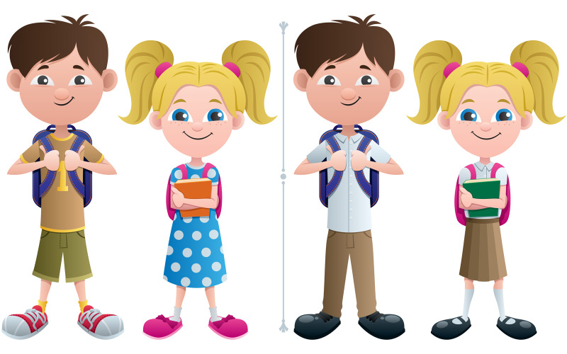 Download Иллюстрация "Students - Illustration" / Students - Illustration - Иллюстрация на тему графика elementary,primary,student,school,boy,girl,schoolboy,schoolgirl,pupil,back to school,education,child,kid,young,little,small,baby,friend,friendship,character