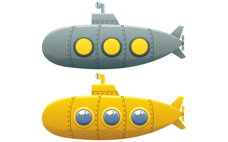 Download Иллюстрация "Submarine - Illustration" / Submarine - Illustration - Иллюстрация на тему графика submarine,yellow,bathyscaphe,underwater,undersea,vessel,nautical,marine,watercraft,travel,periscope,propeller,sea,ocean,small,cartoon,illustration,vector,clip art,clipart