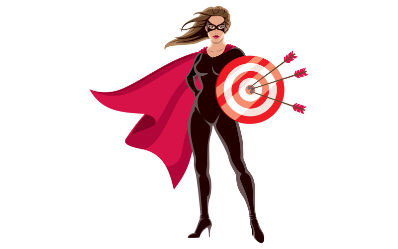 Download Иллюстрация "Super Heroine Target - Illustration" / Super Heroine Target - Illustration - Иллюстрация на тему графика superhero,female,superheroine,super,hero,heroine,woman,girl,power,superwoman,strength,body,target,accuracy,aim,archery,arrow,bullseye,center,dart