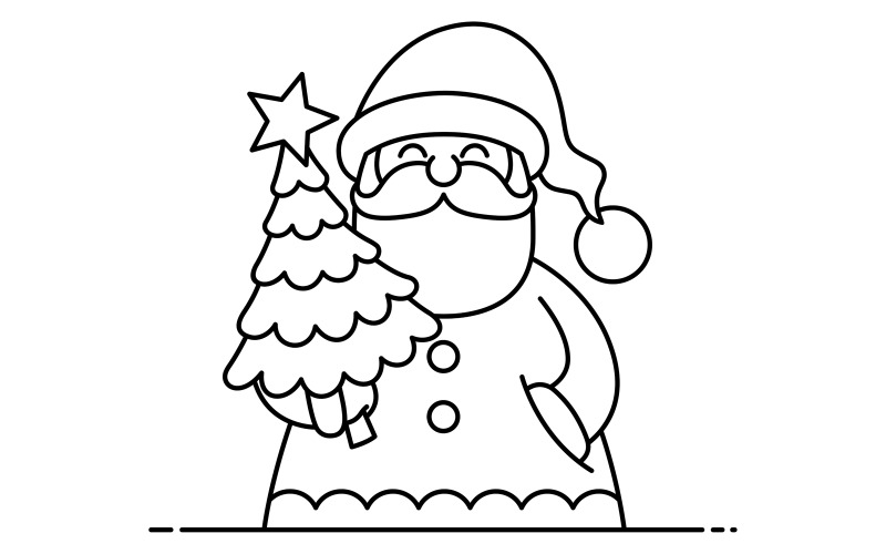 Download Иллюстрация "Santa Flat Design Line Art - Illustration" / Santa Flat Design Line Art - Illustration - Иллюстрация на тему графика santa,santa claus,cute,hat,christmas,clip art,clipart,flat,design,thin,linear,line art,coloring,book,coloring book,page,element,style,icon,modern
