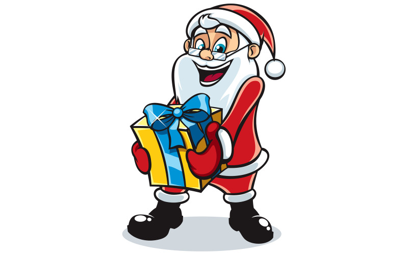 Download Иллюстрация "Santa Gift 2 - Illustration" / Santa Gift 2 - Illustration - Иллюстрация на тему графика santa,santa claus,christmas,gift,present,box,character,cartoon,give,giving,bring,bringing,carry,carrying,taking,handing,delivering,isolated,white,background