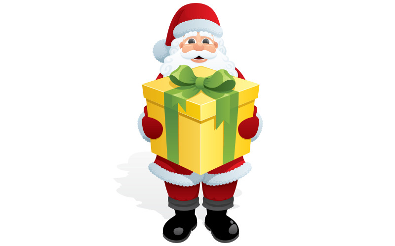Download Иллюстрация "Santa Gift - Illustration" / Santa Gift - Illustration - Иллюстрация на тему графика santa,santa claus,christmas,gift,present,box,character,cartoon,give,giving,bring,bringing,carry,carrying,taking,handing,delivering,isolated,white,background