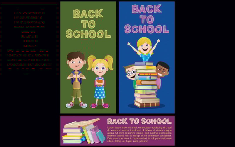 Download Иллюстрация "School Banner Set Part 2 - Illustration" / School Banner Set Part 2 - Illustration - Иллюстрация на тему графика school,back to school,back,to,banner,template,background,poster,flyer,text,concept,frame,set,little,young,child,kid,student,pupil,boy