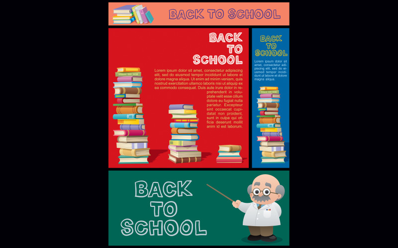 Download Иллюстрация "School Banner Set Part 3 - Illustration" / School Banner Set Part 3 - Illustration - Иллюстрация на тему графика school,back to school,back,to,banner,template,background,poster,flyer,text,concept,frame,set,book,education,learning,studying,knowledge,reading,research