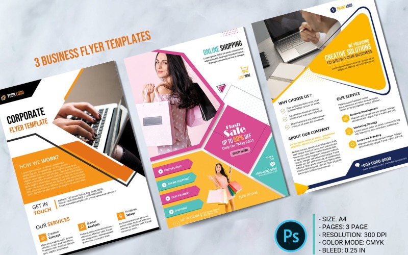 Download Фирменный стиль "Business Flyer - Corporate Identity Template" / Business Flyer - Corporate Identity Template - Фирменный стиль на тему графика busienss flyer,corporate flyer,a4,flyer,corporate,business,creative,clean,minimal,design,bundle,sale,company,photoshop,psd