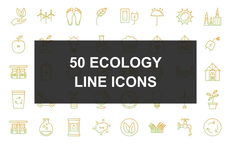 10 - Conjunto de iconos de degradado de línea de ecología