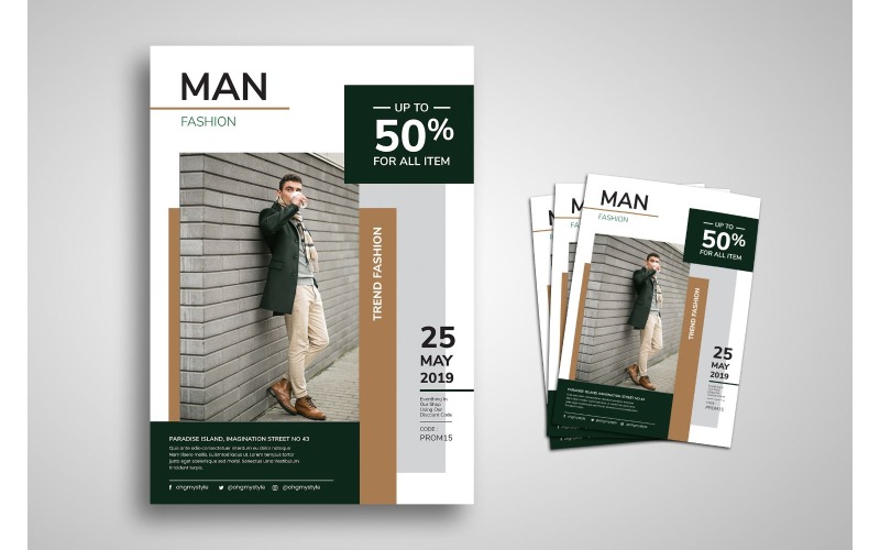 Flyer - Moda Masculina - Modelo de Identidade Corporativa
