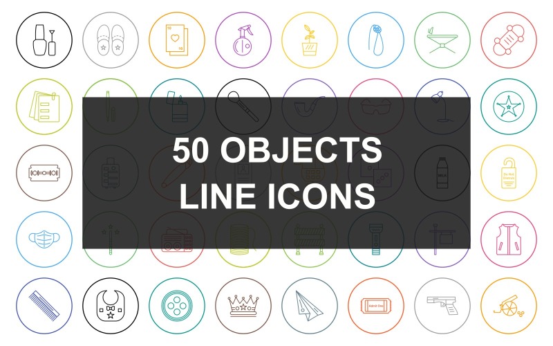6 - Objecten lijn ronde cirkel Icon Set