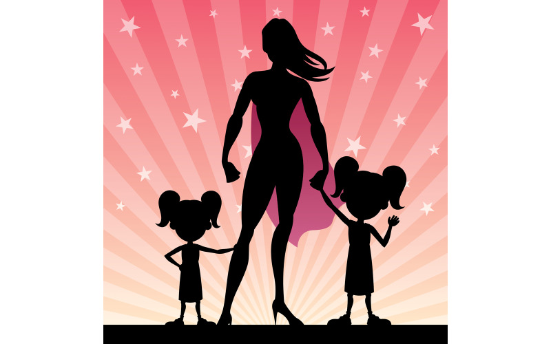 Super maman 2 filles - illustration