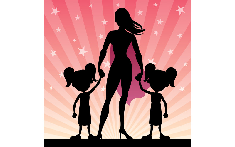 Super maman 2 filles - illustration