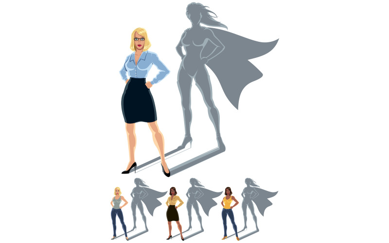 Download Иллюстрация "Woman Superhero Concept - Illustration" / Woman Superhero Concept - Illustration - Иллюстрация на тему графика businesswoman,business,woman,ordinary,casual,normal,average,girl,character,person,people,manager,office worker,superheroine,super,hero,heroine,under,cover,undercover