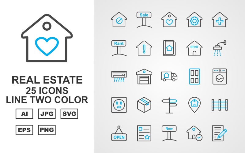 Ensemble d'icônes de couleur bicolore 25 Premium Real Estate Line