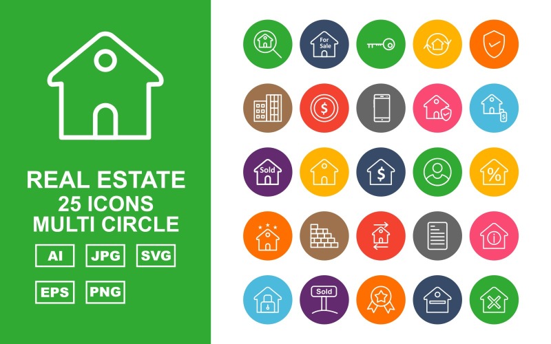 Набор иконок 25 Premium Real Estate Multi Circle