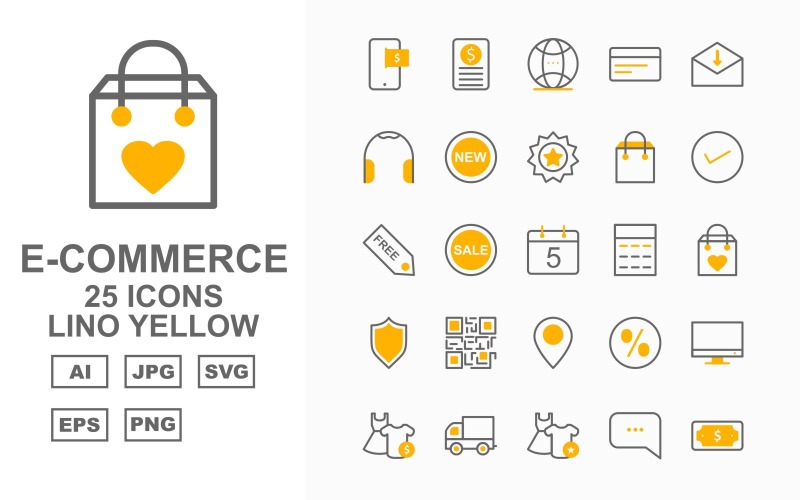 25 premium e-commerce Lino gele pictogramserie