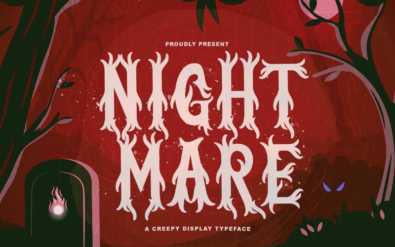 Download Шрифт "Nightmare - Horror Font" / Nightmare - Horror Font - Шрифт на тему графика horror,blood,brush,hardcore,scream,screamo,scary,creepy,font,decorative,wolf,halloween,rock,metal,display