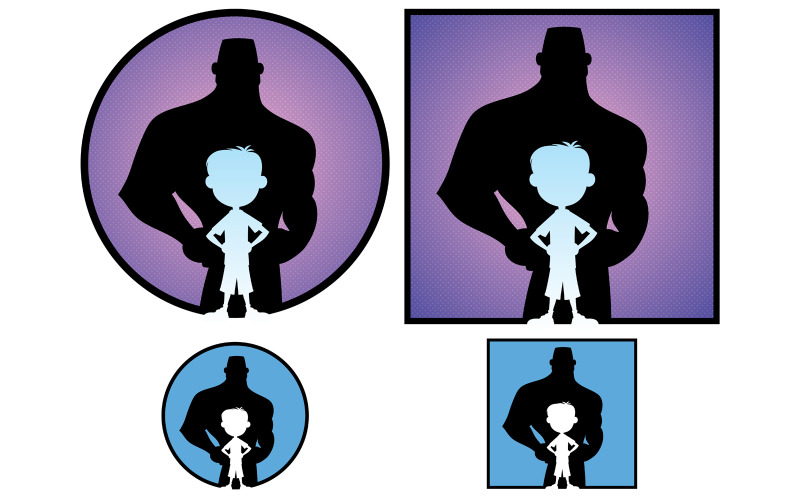 Download Иллюстрация "Boy and Man - Illustration" / Boy and Man - Illustration - Иллюстрация на тему графика boy,child,kid,young,little,small,baby,toddler,son,dad,father,confident,character,person,people,superhero,super,hero,man,superman