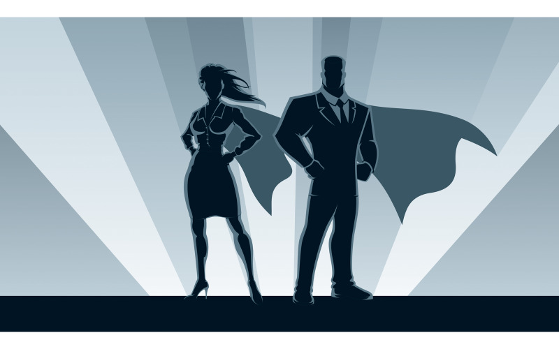 Casal de super-heróis de negócios - ilustração
