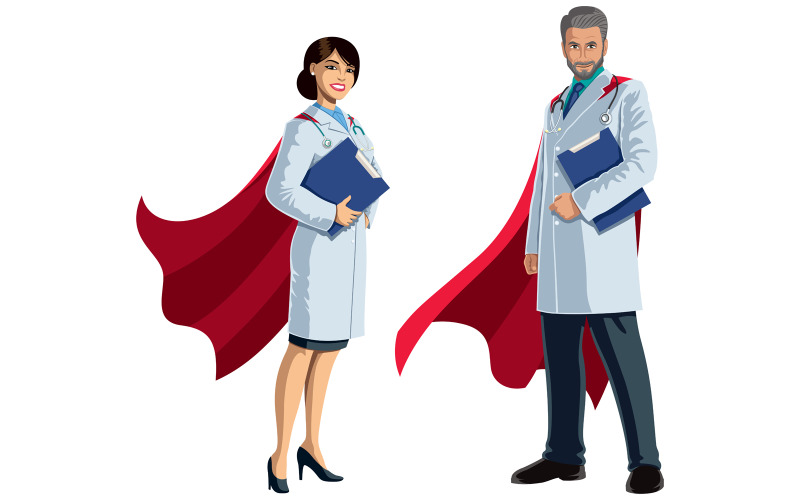 Доктор супергероев на белом - Иллюстрация