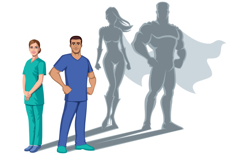 Krankenschwester Superhelden Schatten - Illustration