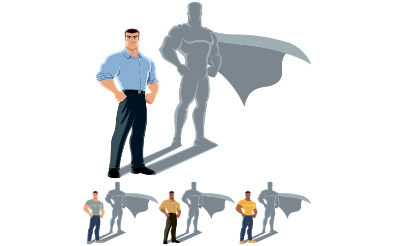 Download Иллюстрация "Man Superhero Concept - Illustration" / Man Superhero Concept - Illustration - Иллюстрация на тему графика businessman,business,man,ordinary,casual,normal,average,guy,character,person,people,manager,office worker,superhero,super,hero,champion,under,cover,undercover