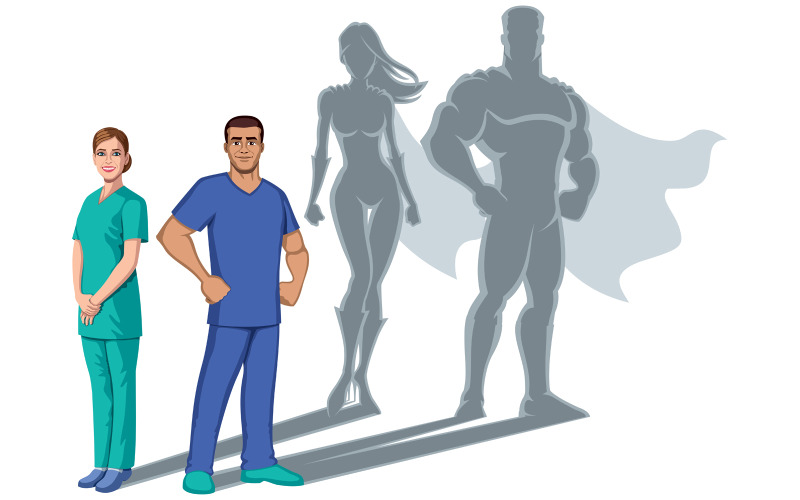 Download Иллюстрация "Nurse Superheroes Shadow - Illustration" / Nurse Superheroes Shadow - Illustration - Иллюстрация на тему графика nurse,registered,health care,worker,medical,doctor,medical doctor,physician,medical practitioner,professional,super,superhero,heroine,superheroine,shadow,silhouette,casting,power,comic book,c