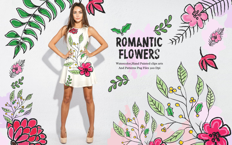 Download Иллюстрация "Romantic Flowers - Illustration" / Romantic Flowers - Illustration - Иллюстрация на тему графика romantic,flower,flowers,floral,pattern,patterns,graphics,objects,illustarations,graphic,design,designs,printing