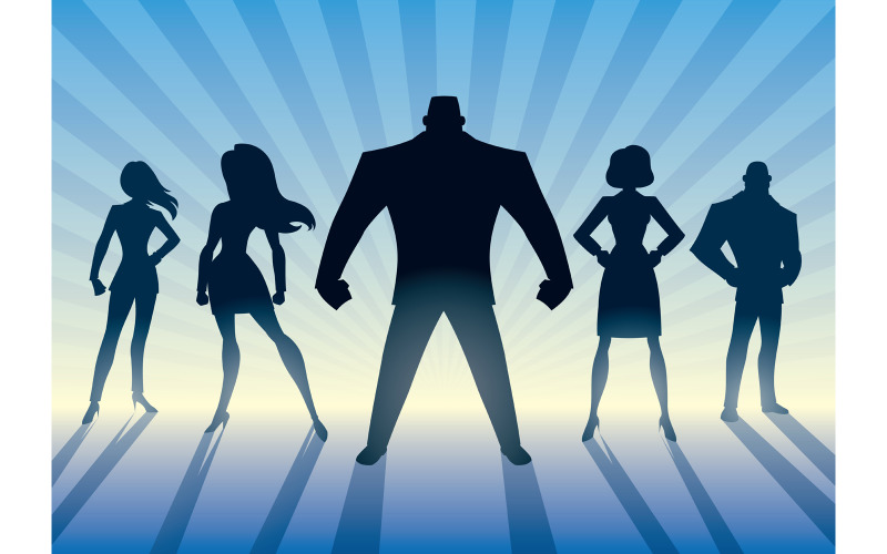 Download Иллюстрация "Super Business Team - Illustration" / Super Business Team - Illustration - Иллюстрация на тему графика team,group,league,alliance,party,squad,superhero,super,hero,heroine,man,male,business,businessman,businesswoman,office,worker,person,corporate,corporation