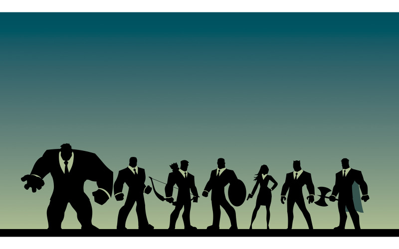 Download Иллюстрация "Super Business Team - Illustration" / Super Business Team - Illustration - Иллюстрация на тему графика team,group,league,alliance,party,businessman,businesswoman,business,man,woman,person,people,character,male,female,manager,ceo,director,investor,entrepreneur