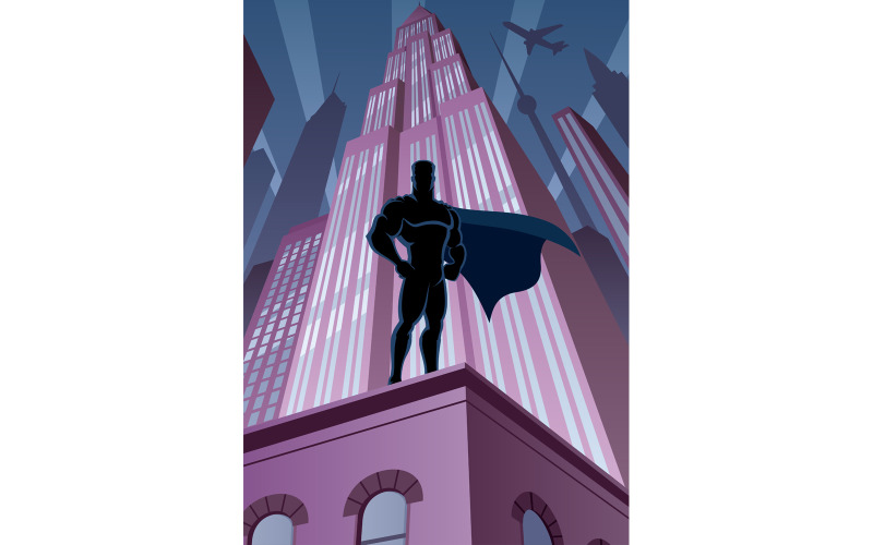 Super-herói na cidade - ilustração